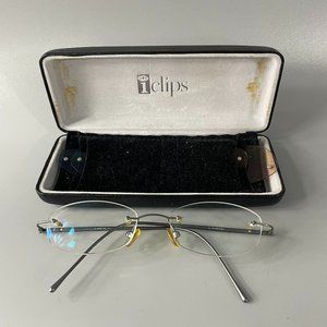iclips Eyeglasses Frames 6 6478420B2 50-18-140 Rimless RM53 w/ Case & 2 Sets